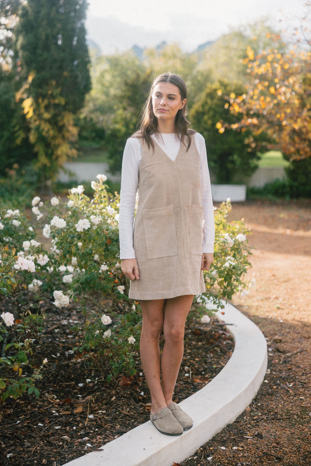 Elouise Mini Dress - Beige Corduroy - Size M