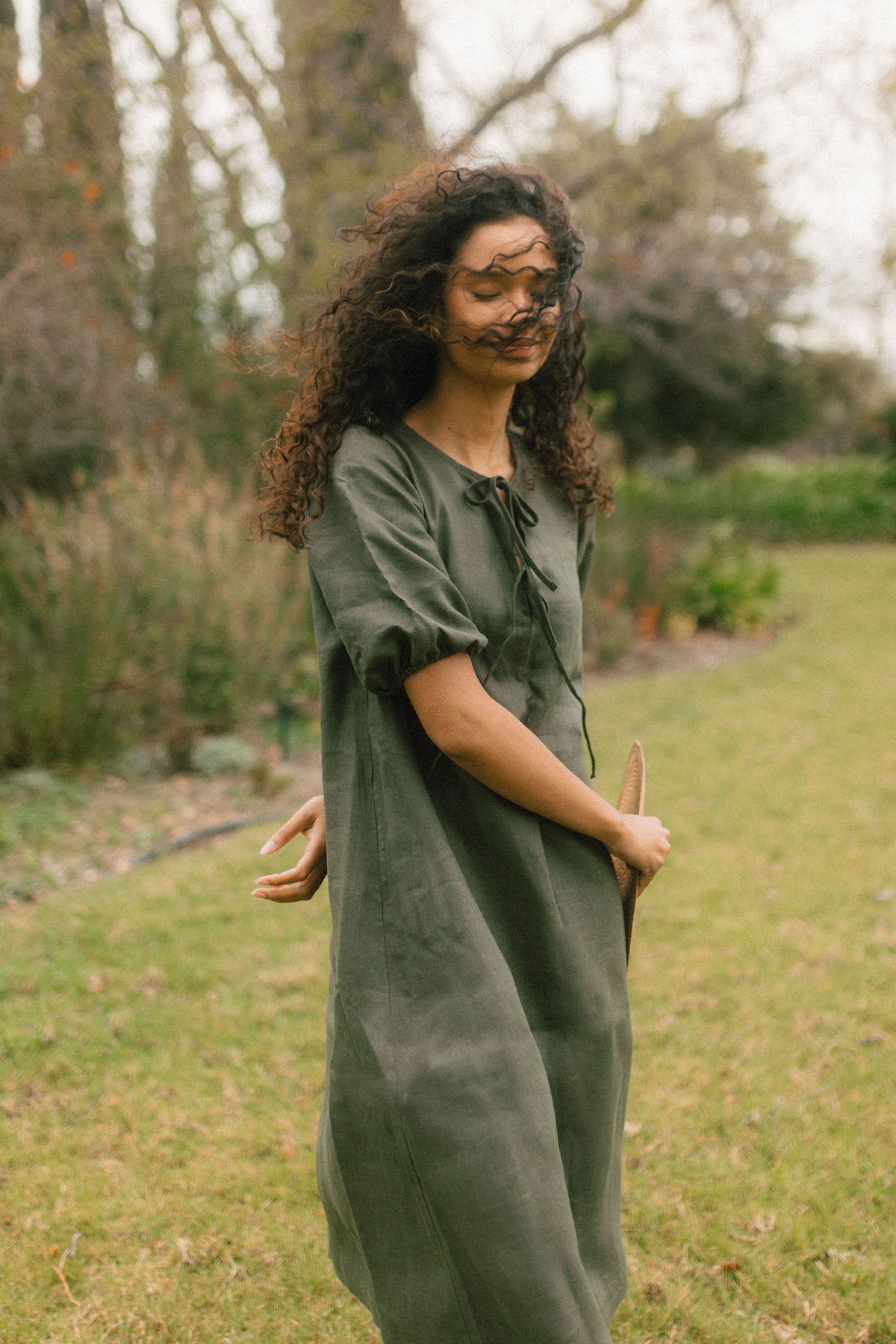 Grace Tie Front Dress - Linen