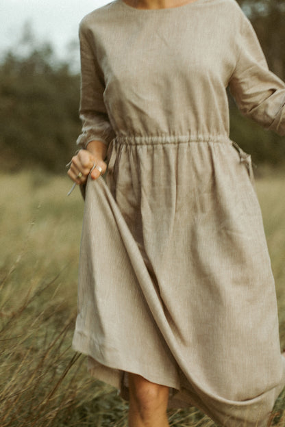 Maisy Long Sleeve Maxi Dress - Natural - Size L