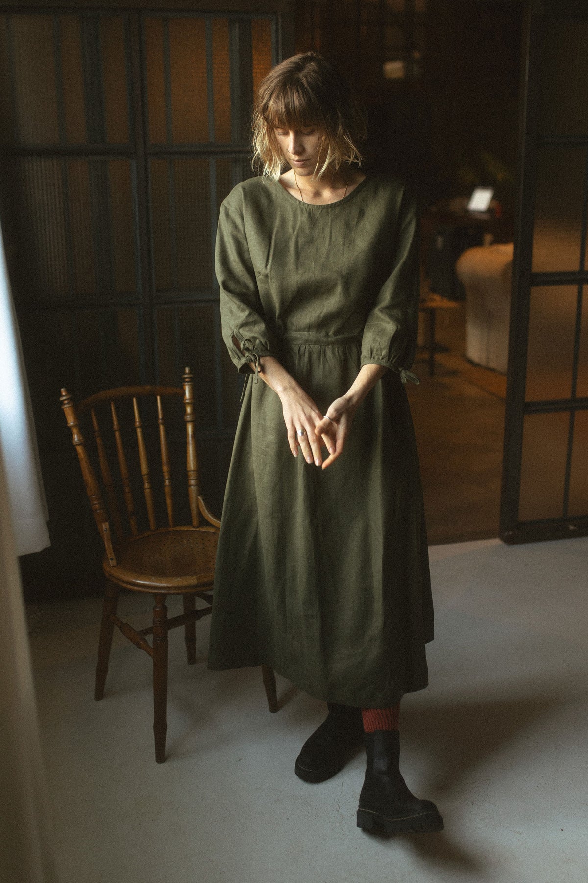 Maisy Long Sleeve Maxi Dress - Natural - Size L