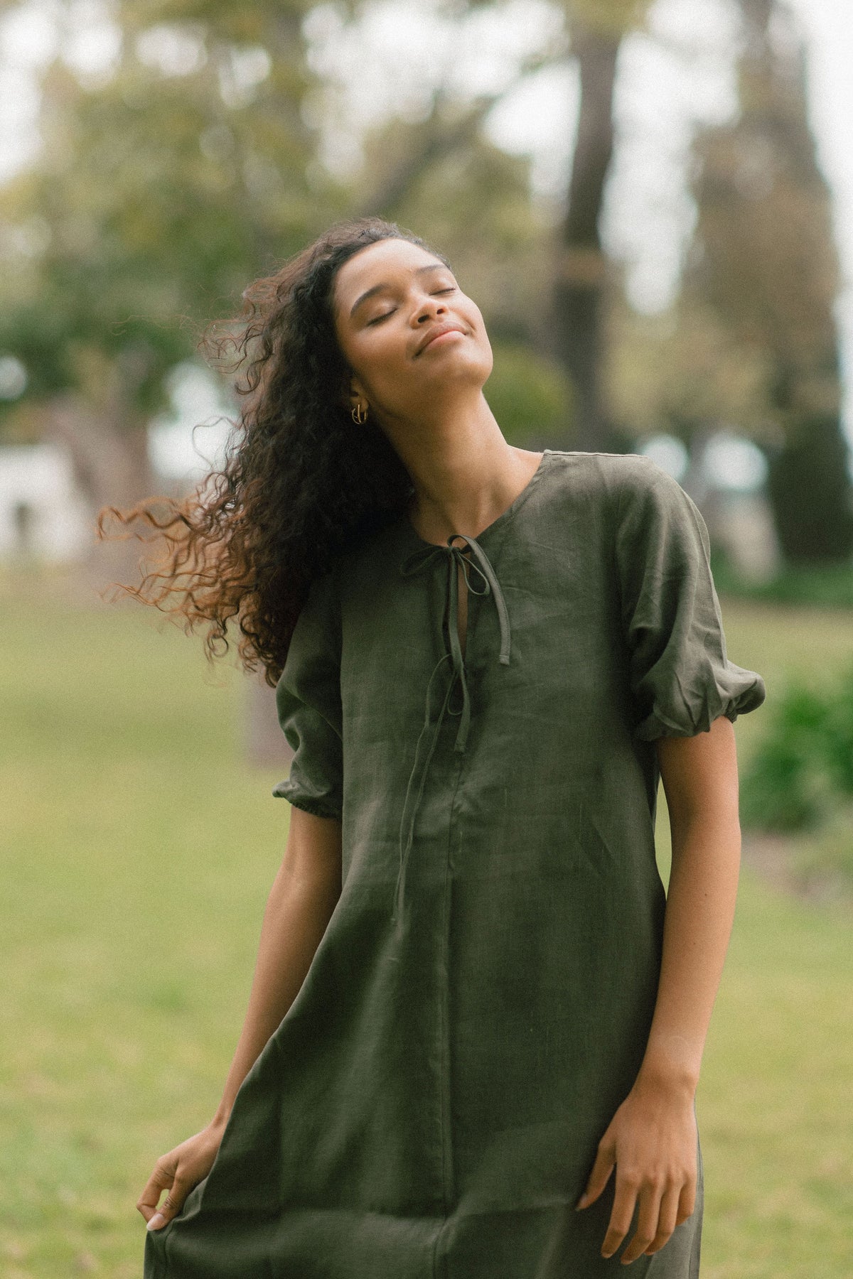 Grace Tie Front Dress - Linen
