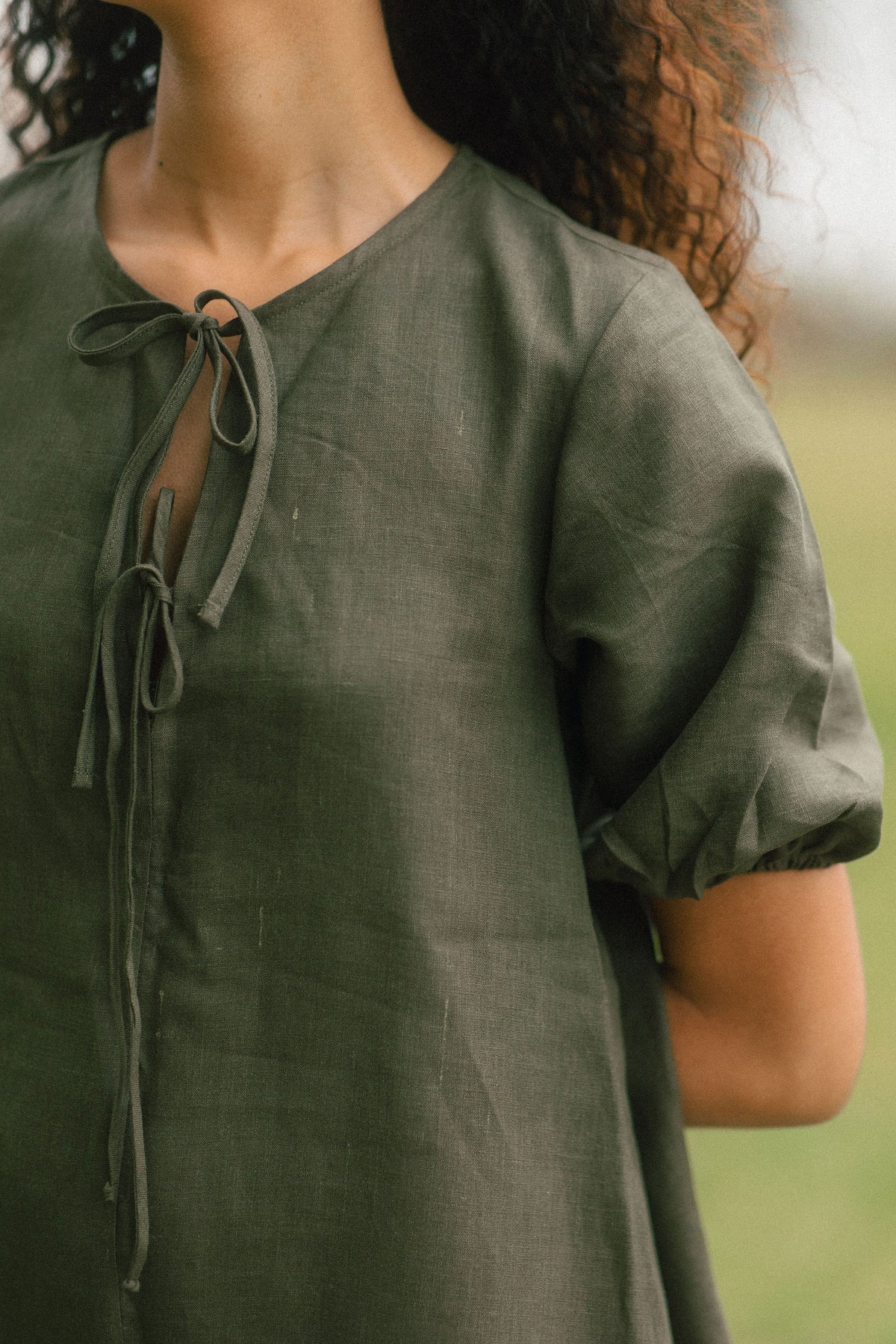 Grace Tie Front Dress - Linen
