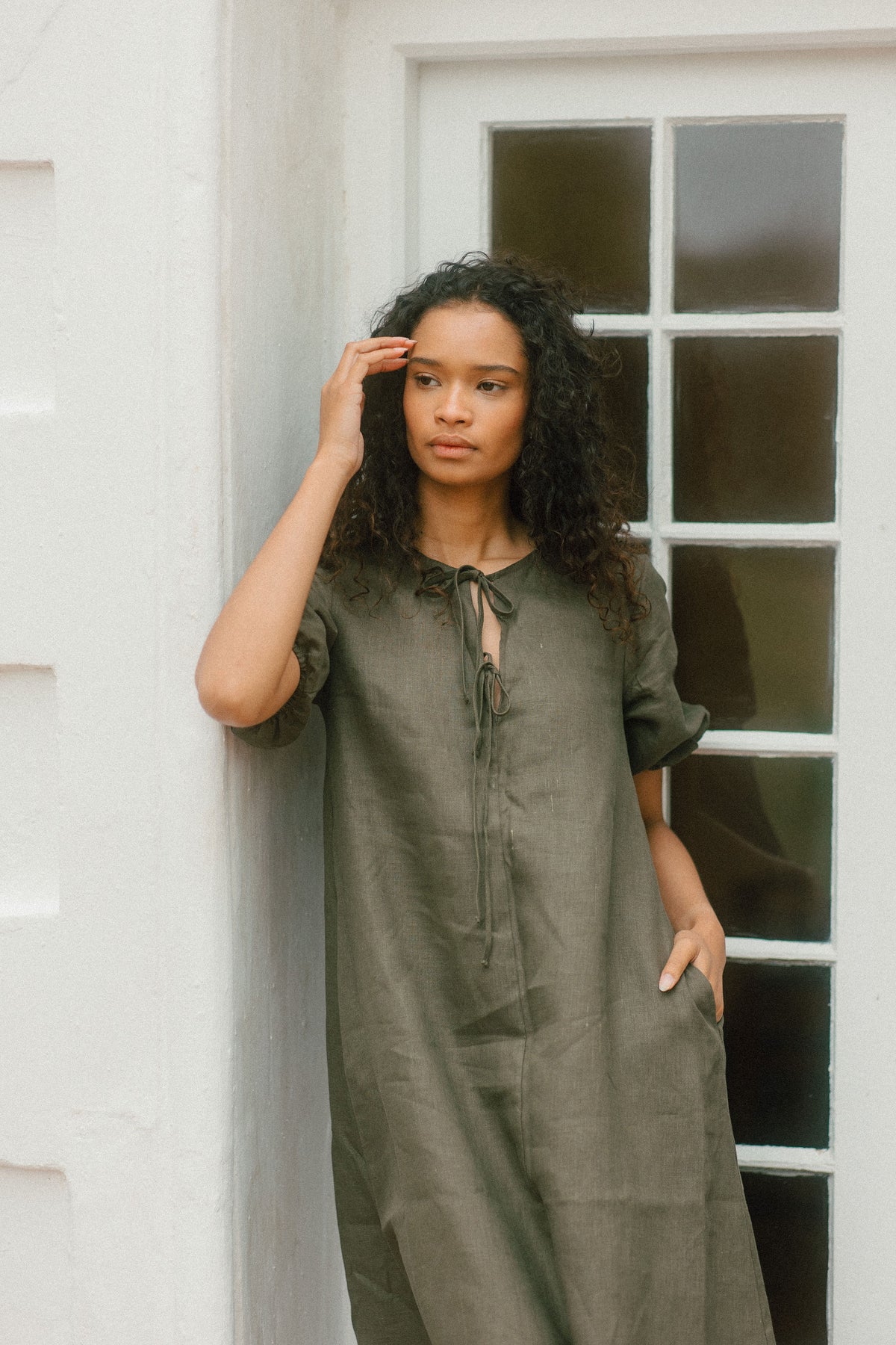 Grace Tie Front Dress - Linen