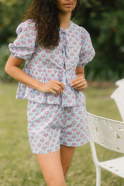 Libby Peplum Top - Cotton Prints