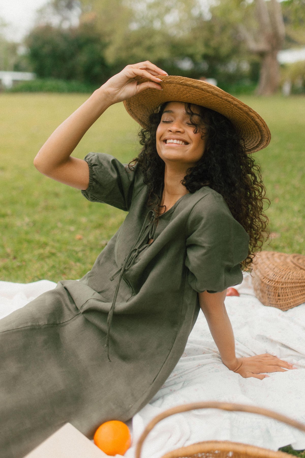 Grace Tie Front Dress - Linen