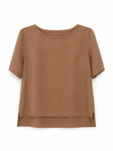 Load image into Gallery viewer, Eden Boxy Tee - Latte Linen - Size M
