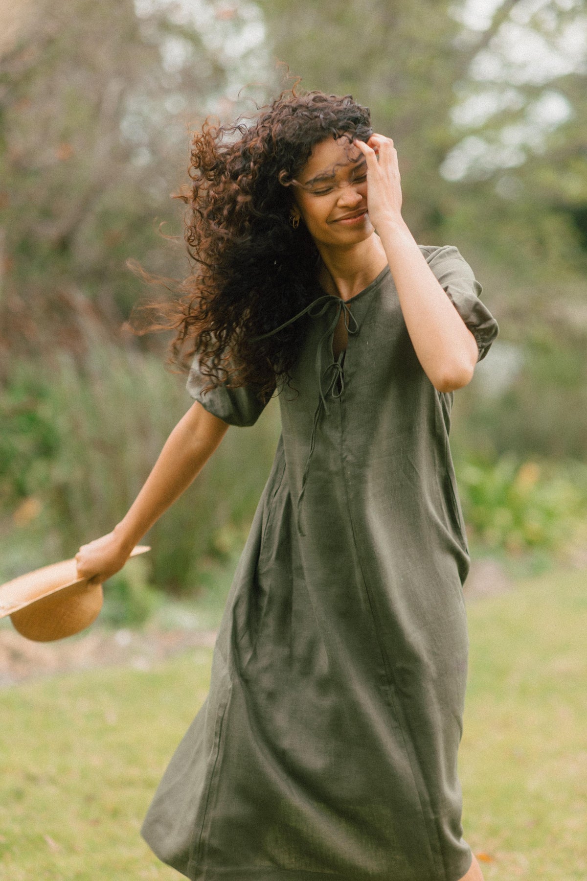 Grace Tie Front Dress - Linen
