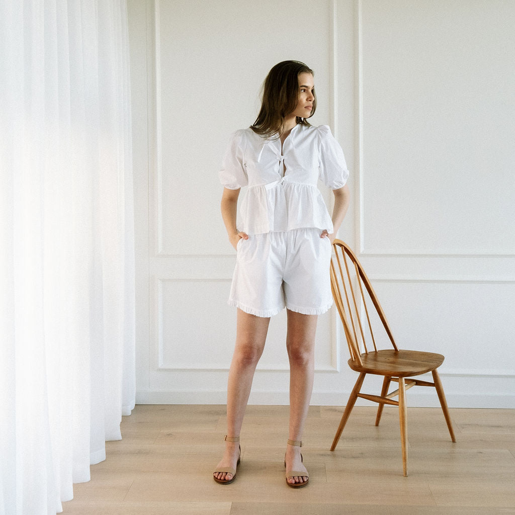 Iris Shorts With Frill Hem - Cotton Prints