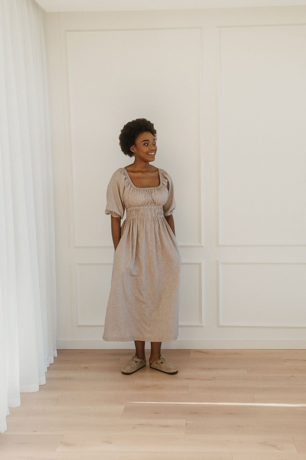 Isla Shirred Midi Dress