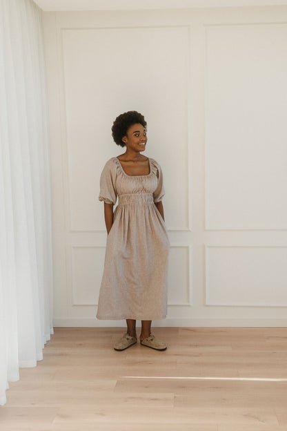 Isla Shirred Midi Dress