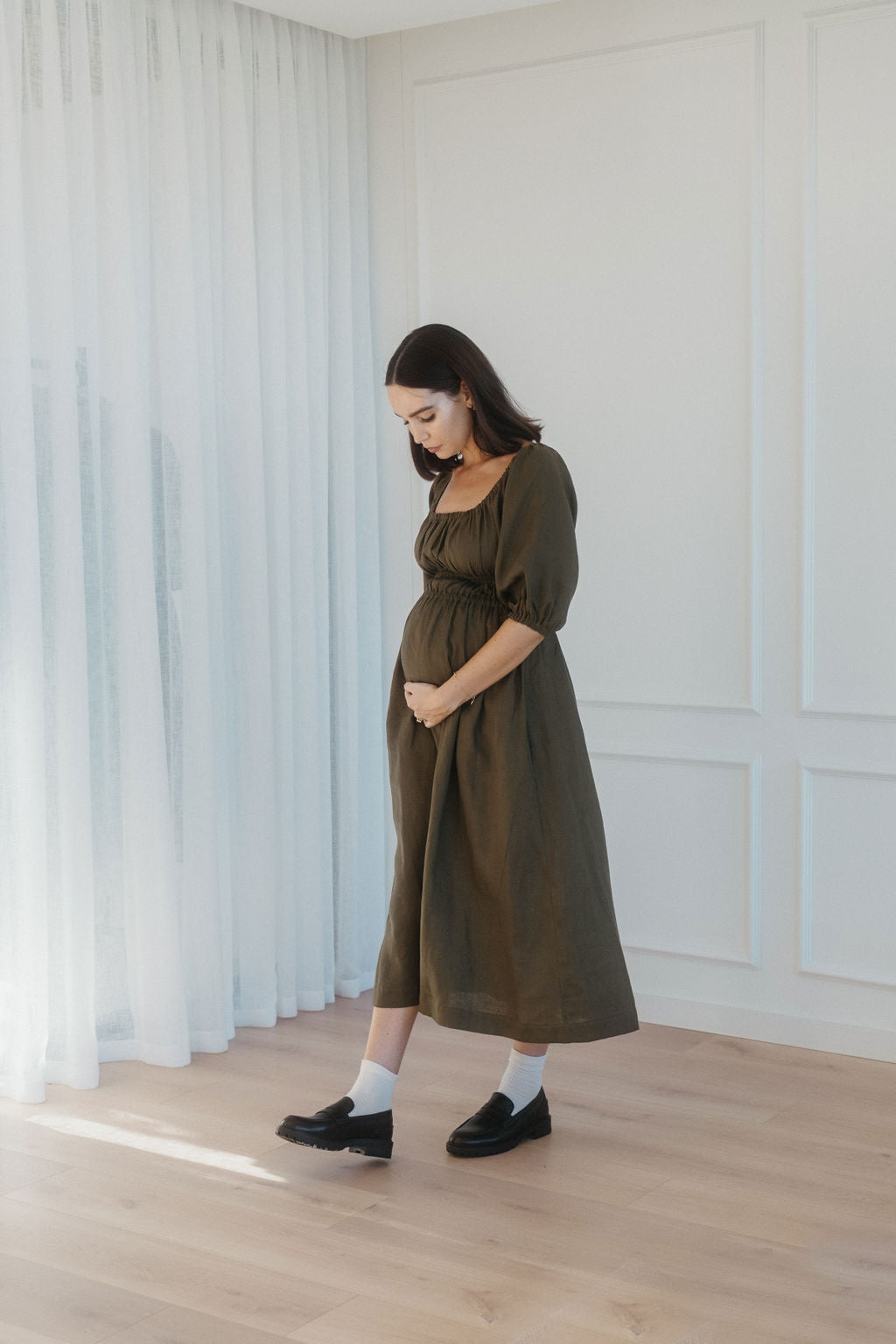 Isla Shirred Midi Dress