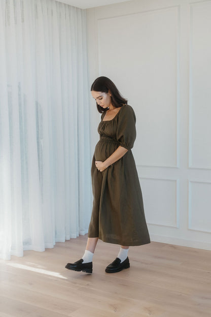 Isla Shirred Midi Dress