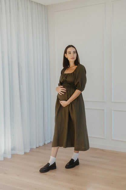 Isla Shirred Midi Dress