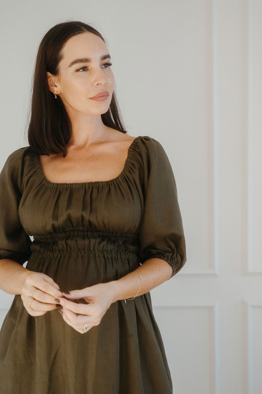 Isla Shirred Midi Dress