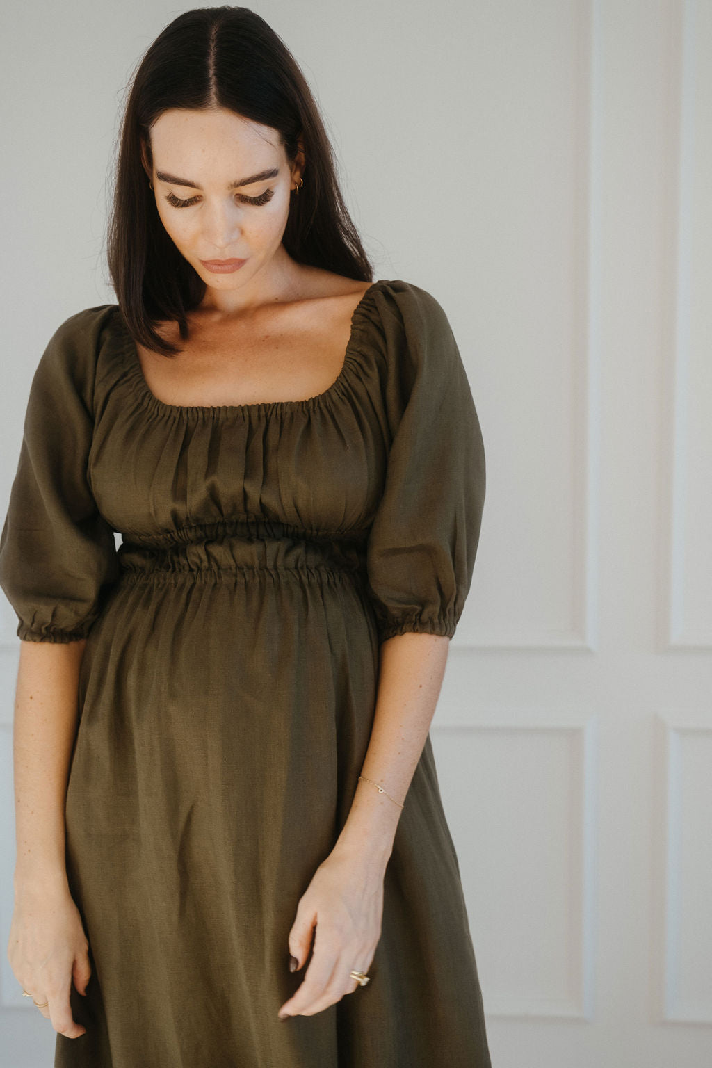 Isla Shirred Midi Dress