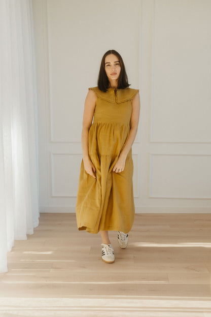 Harper Collared Tiered Dress - with side seam zips for breastfeeding