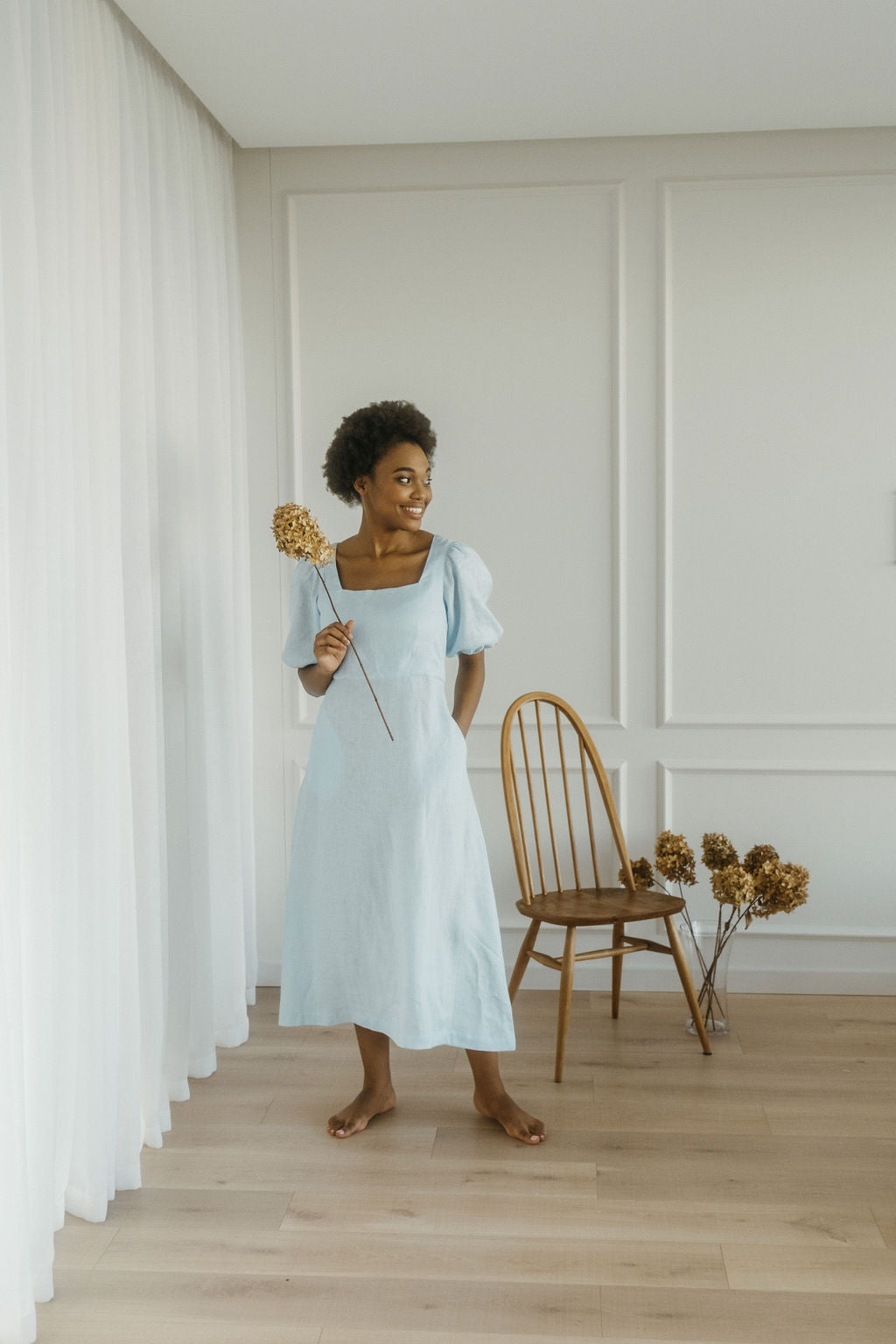 Robin Puff Sleeve Dress - Linen