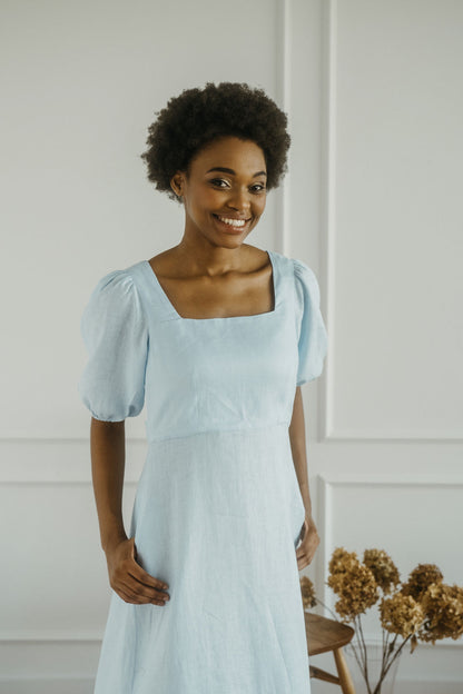 Robin Puff Sleeve Dress - Linen