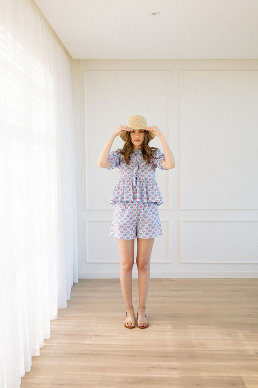 Libby Peplum Top - Cotton Prints