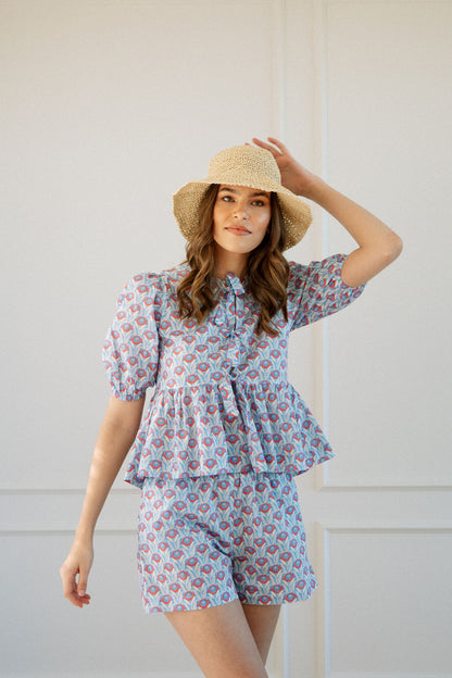 Libby Peplum Top - Cotton Prints