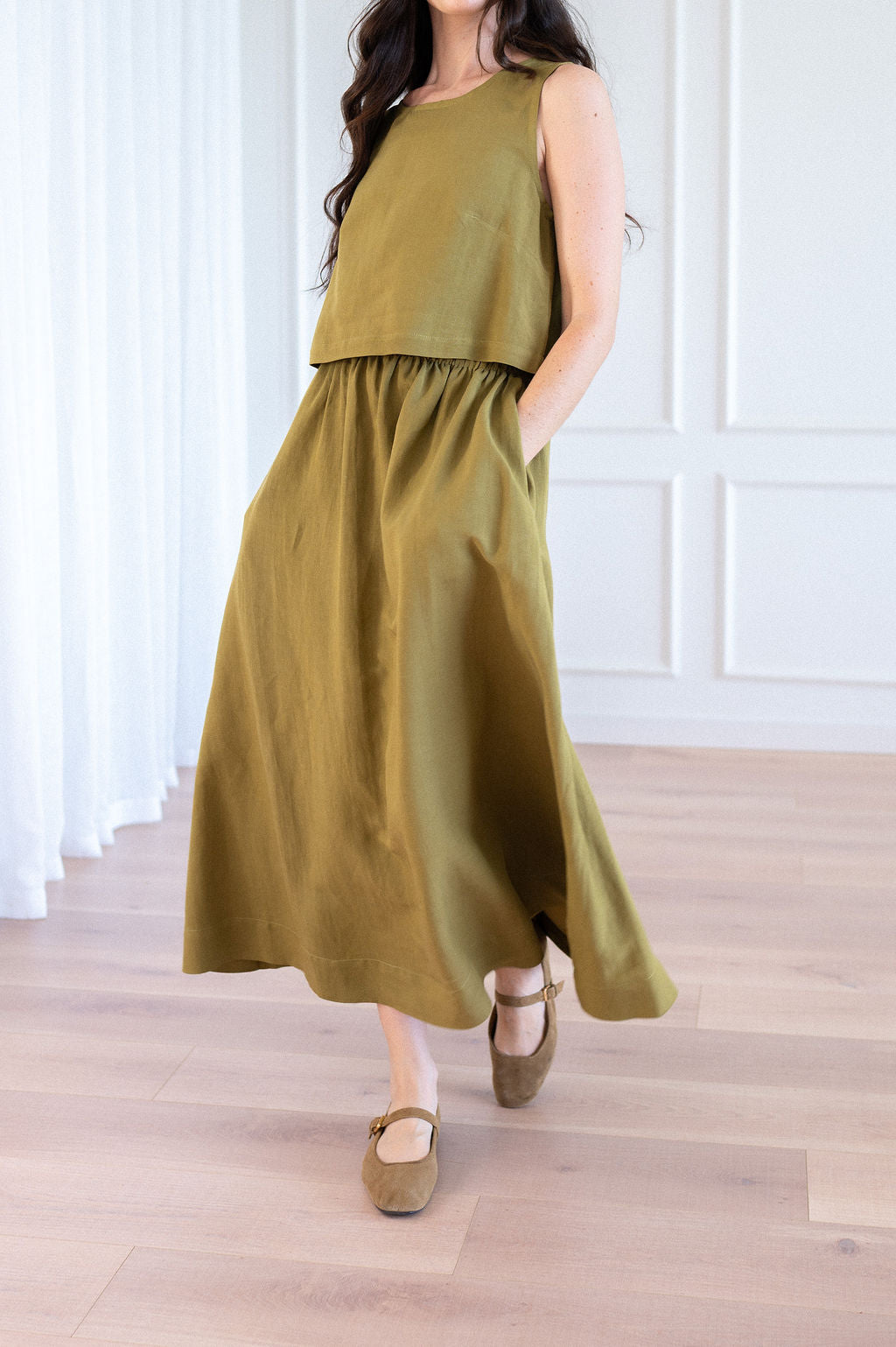 Chartreuse Linen & Viscose Blend