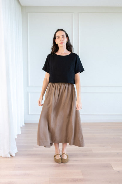 Mabel Crop Boxy Tee - Linen Blend