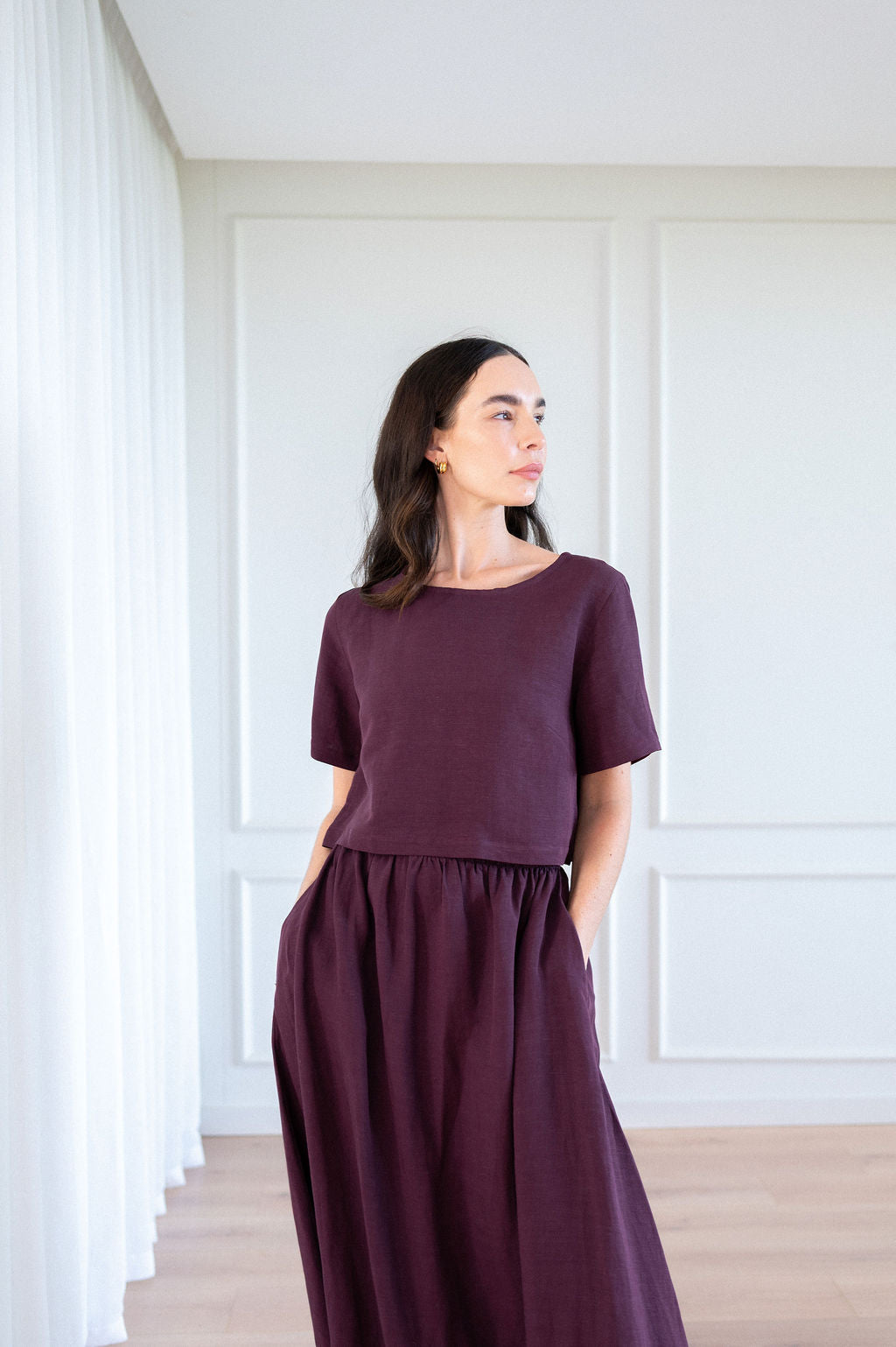 Mabel Crop Boxy Tee - Linen Blend