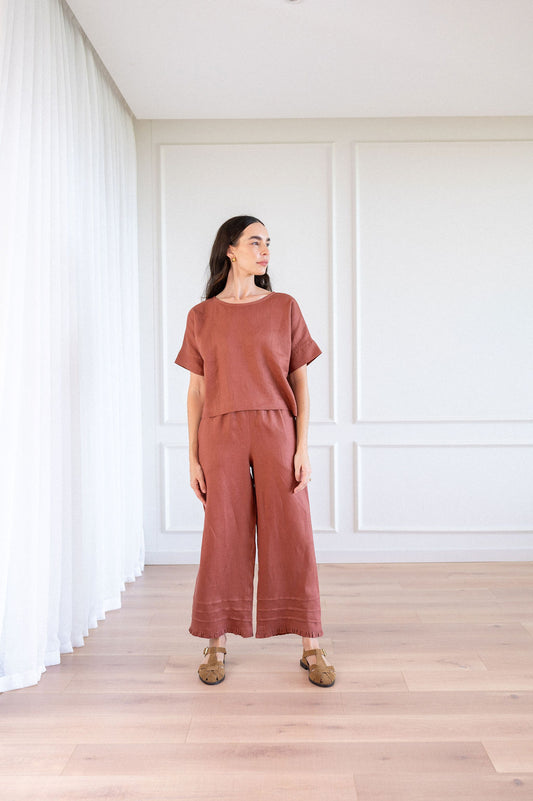 Frida Frill Hem Linen Pants