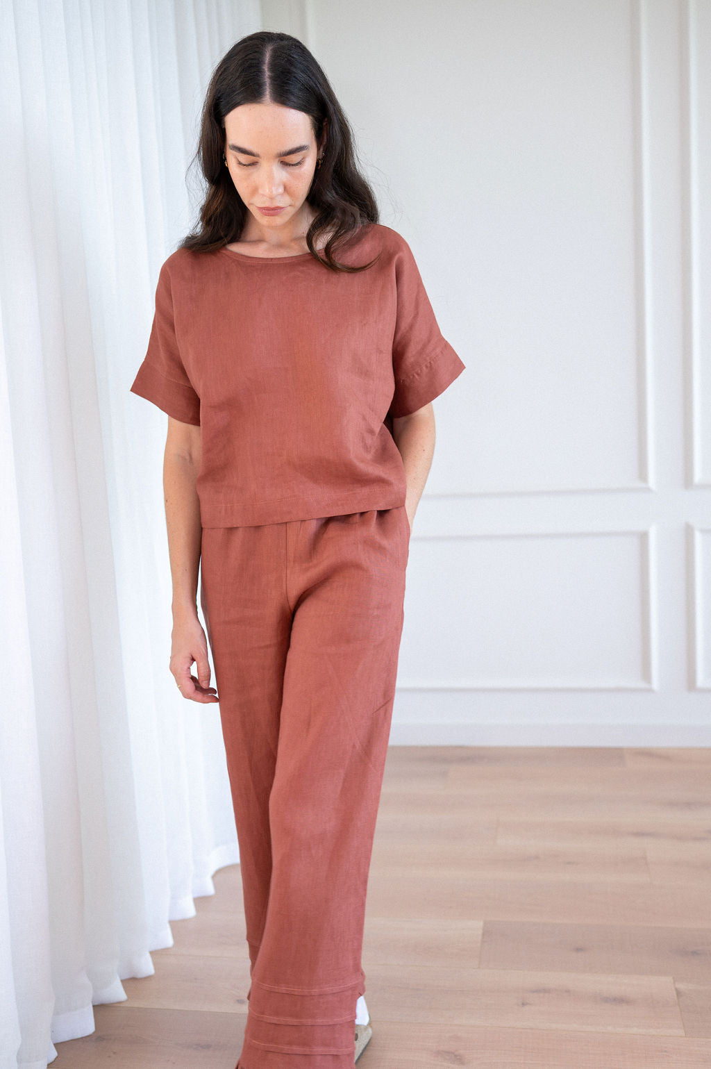Frida Frill Hem Linen Pants