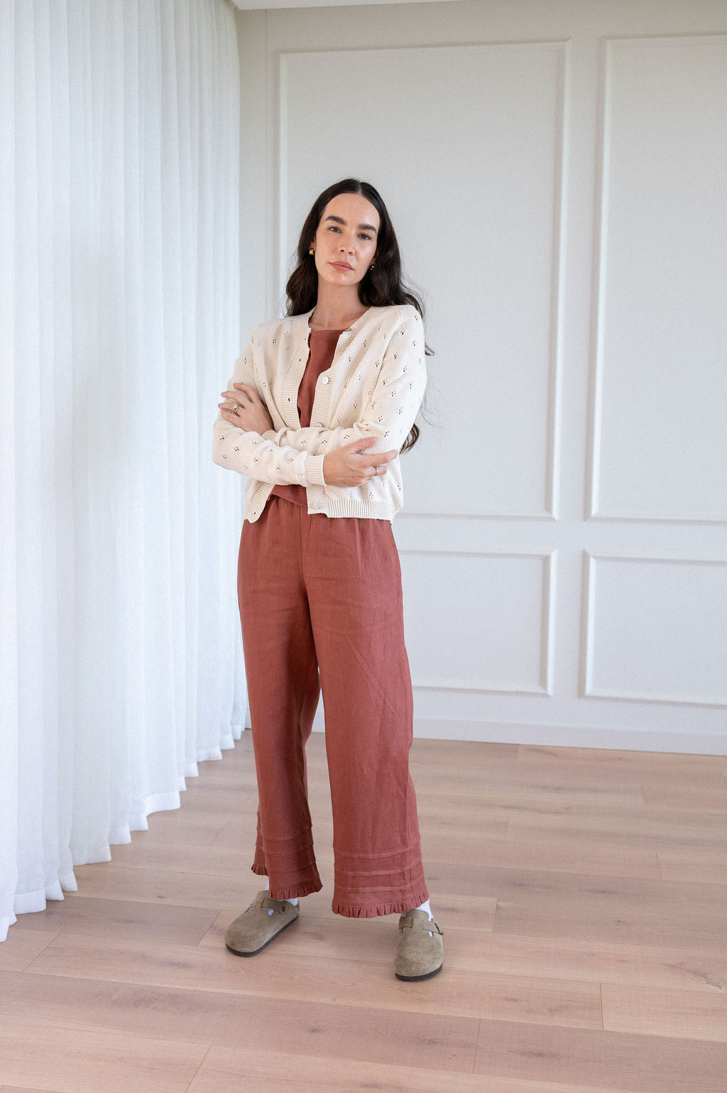 Frida Frill Hem Linen Pants