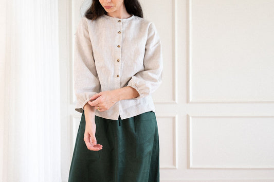 Sylvie Button Up Blouse - Natural - Size S