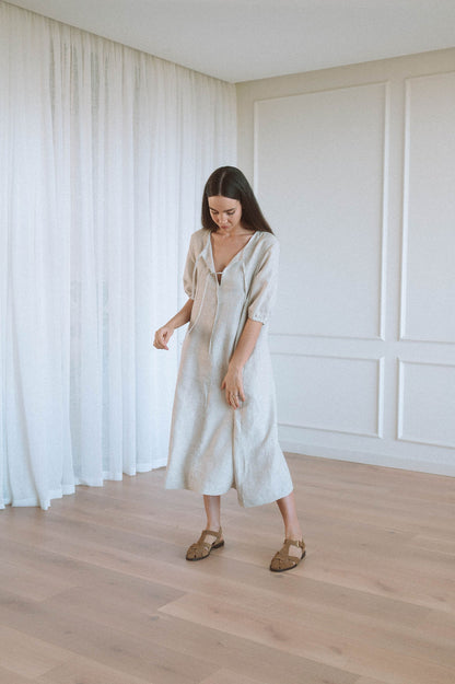 Grace Tie Front Dress - Linen