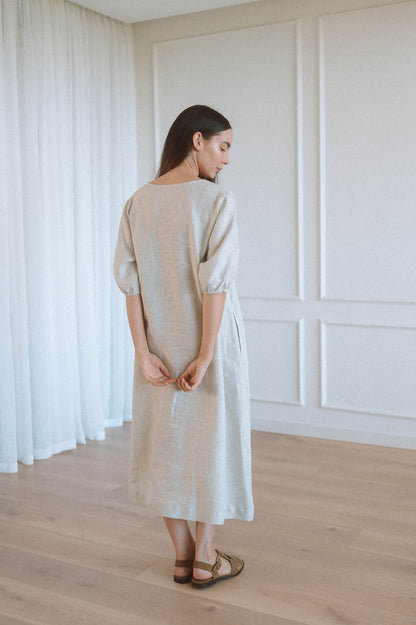 Grace Tie Front Dress - Linen