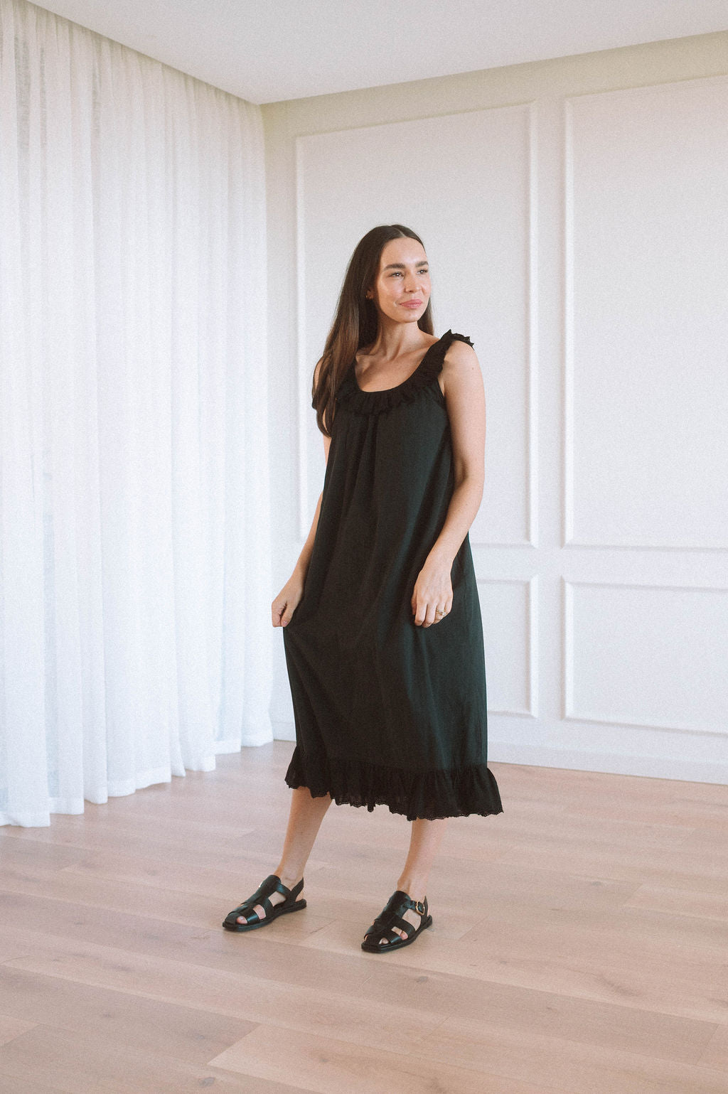Ruby Lace Frill Neck Dress