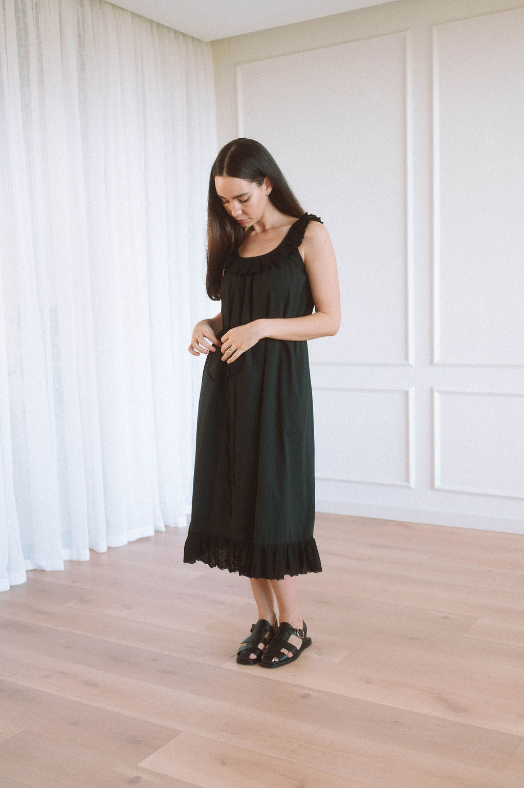 Ruby Lace Frill Neck Dress