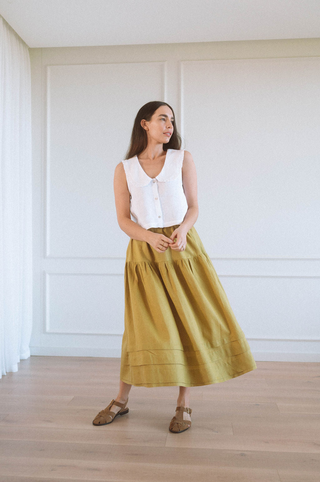Maeve Pintuck Hem Skirt
