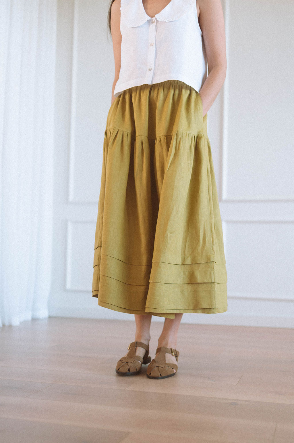 Maeve Pintuck Hem Skirt