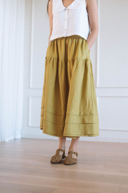 Maeve Pintuck Hem Skirt