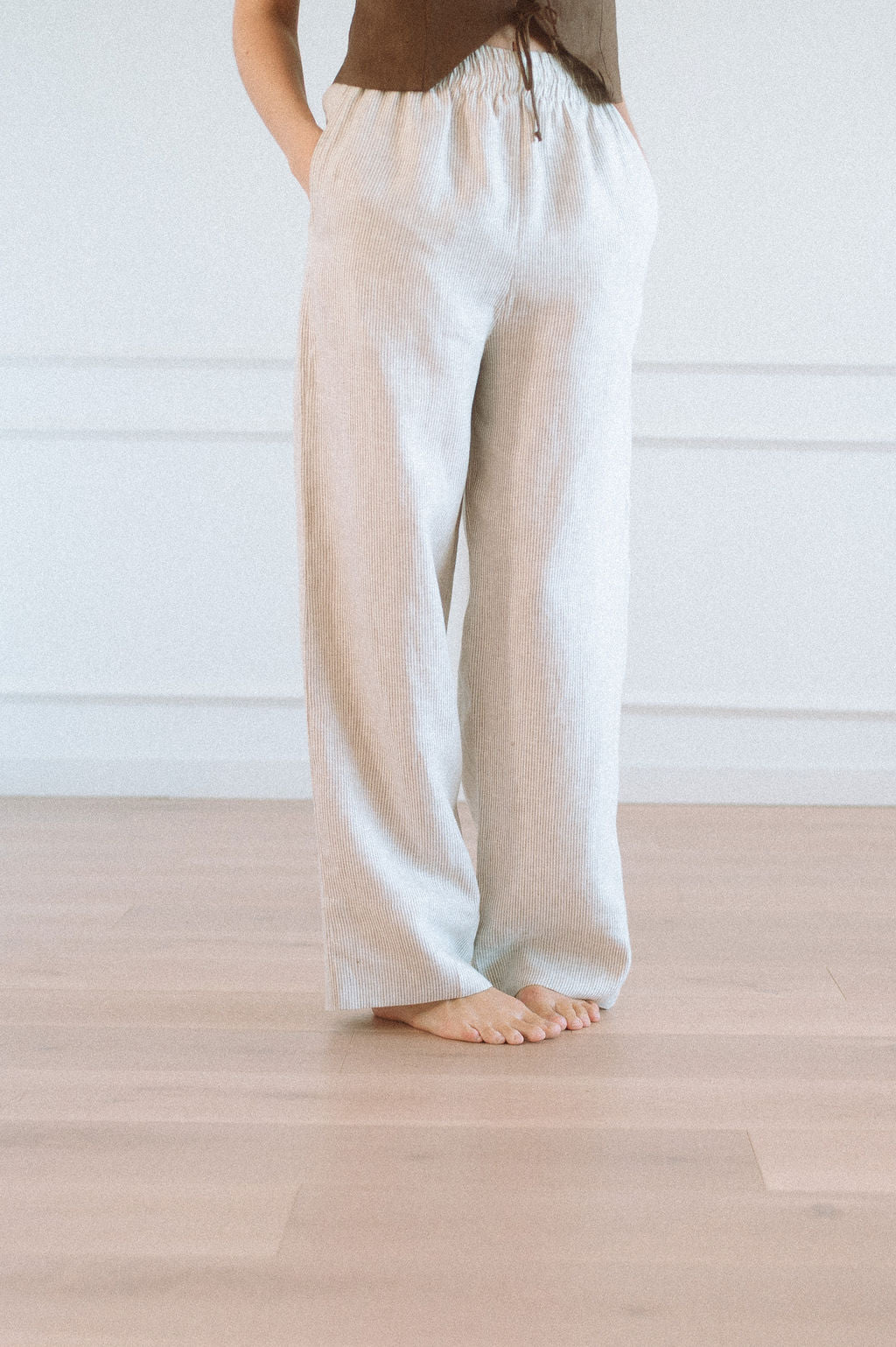 Nina Full Length, High-Rise Linen Pants