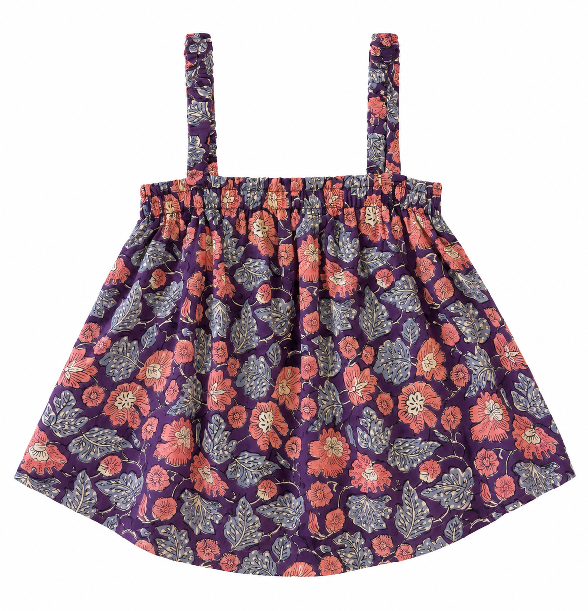 Elasticated Strap Blouse - Indian Block Print Cotton