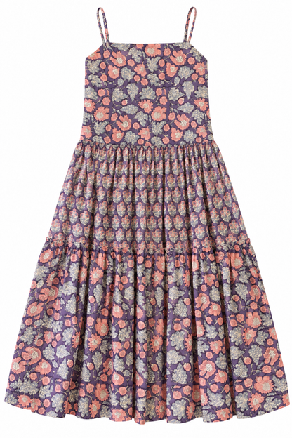 Tallulah Drop Waist Tiered Dress - Indian Block Print Cotton