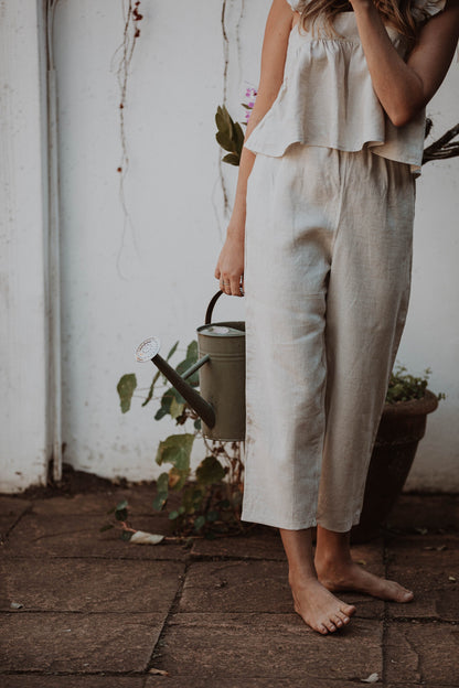 Willow Cropped High-Rise Linen Pants